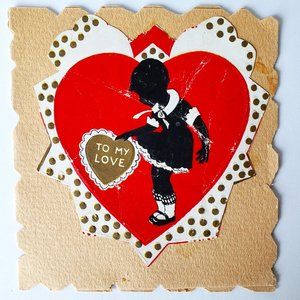 1940's Handmade Construction Paper To My Love Valentine's Day Card